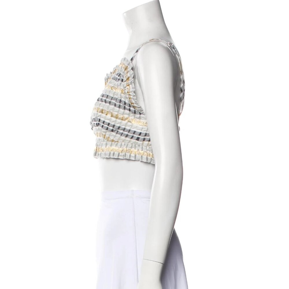 Autumn Adeigbo Smocked Gingham Crop Top View 4